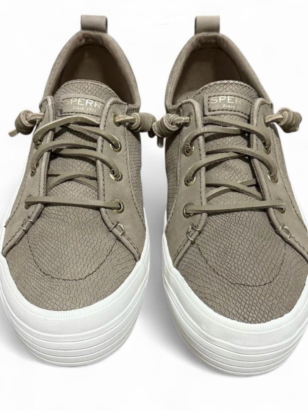 Sperry Taupe Textured Platform Boat Shoe